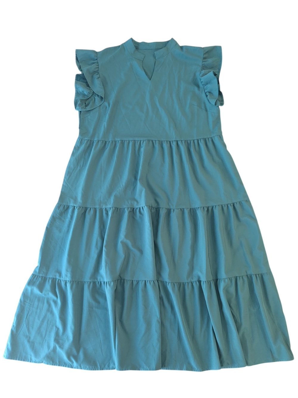 Women's Green Tiered Ruffle-Sleeve Dress
